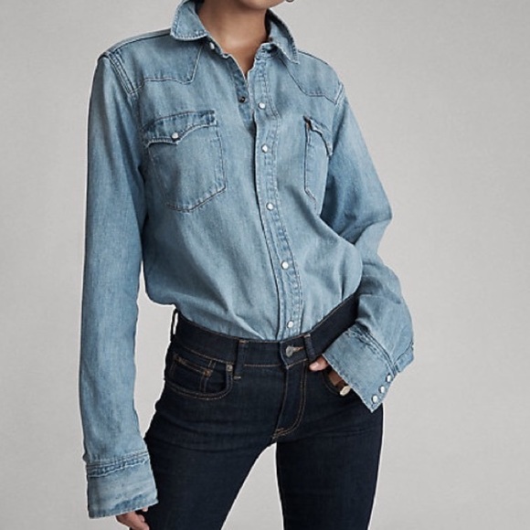 Lauren Ralph Lauren Tops - Lauren Jeans Co. Chambray Pearl Button Down Shirt
